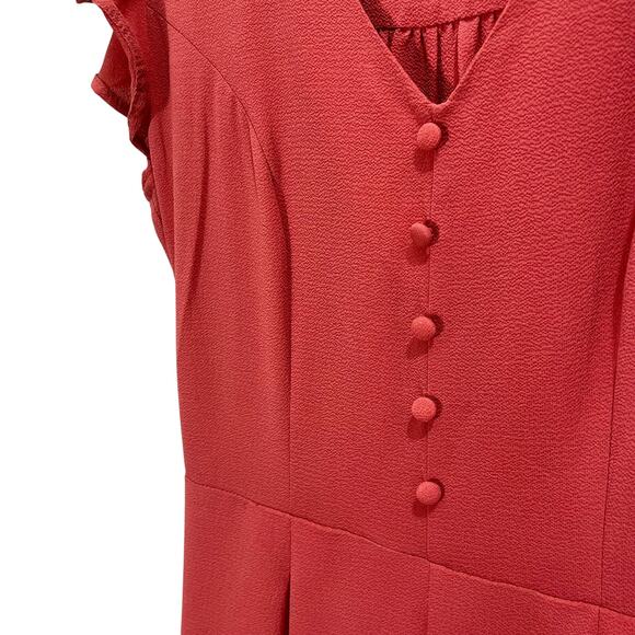 Monteau Salmon Pink Casual Midi Slip Dress Flutter Sleeves Button Front Size XS - Picture 6 of 9